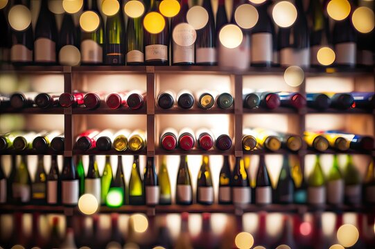 Out-of-Focus Wine Rack. Photo generative AI