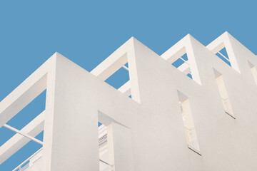 Geometric architecture detail modern concrete structure building abstract concrete architecture background building concrete balcony construction middle east Minimal architecture modern building white