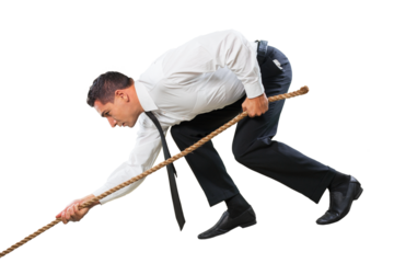 A business man climbs a mountain concept for challenge