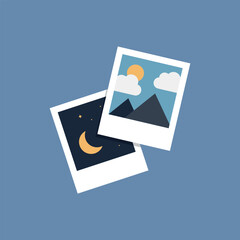 Vector illustration of photo, photography, nature photo, day and night photo icon.
