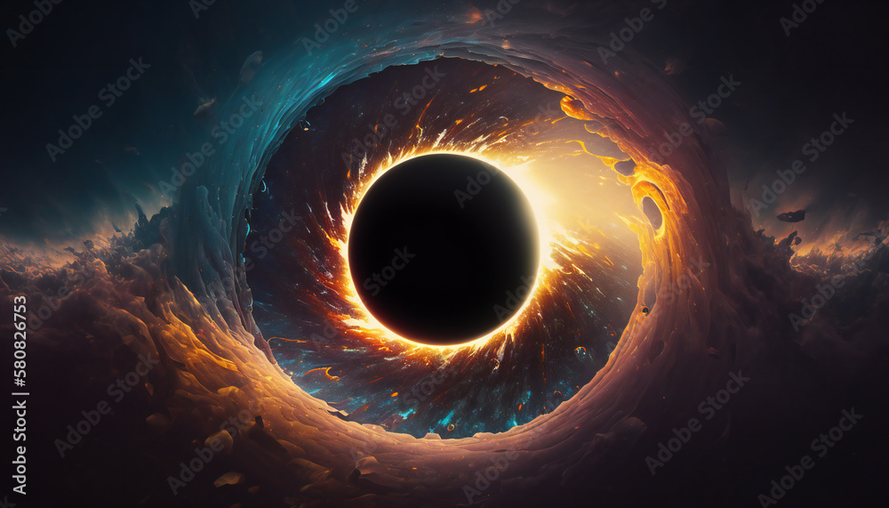 Canvas Prints supermassive black hole in outer space - space wallpaper - generative ai