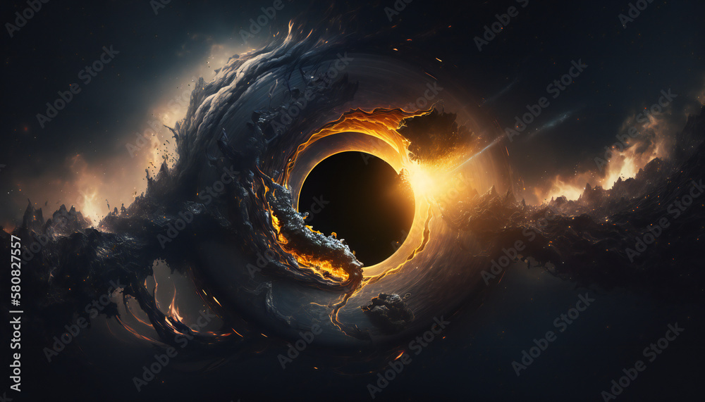 Canvas Prints supermassive black hole in outer space - space wallpaper - generative ai
