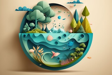 Environmental protection and save earth water. Generative AI illustration.
