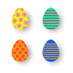 Collection of painted Easter eggs icons in paper cut style. Vector illustration
