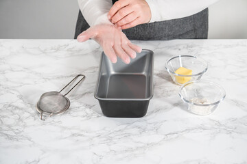 Greasing baking pan