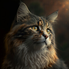 Photograph of a cat, epic cat portrait, AI generated multi colored cat