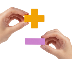 Plus vs minus concept. Positive and negative, good and bad