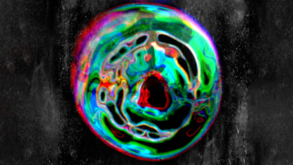 holographic liquid bubble on dark background
