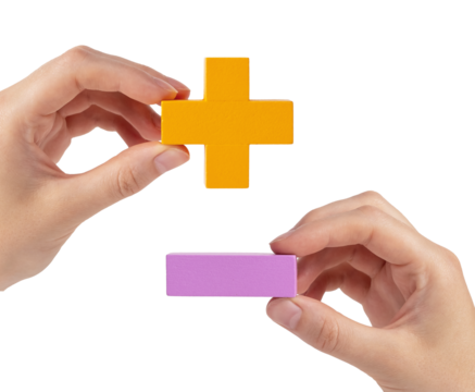 Plus vs minus concept. Positive and negative, good and bad