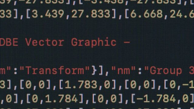 Coding UX UI script text on screen, HTML5 in editor for website development, Close up Macro of Programming code software developer. 