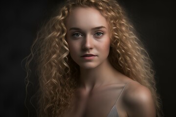 Portrait of a curly haired woman