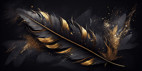 feather on black background made with Generative Ai technology