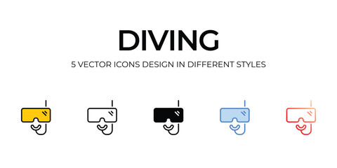 diving icons set vector illustration. vector stock,