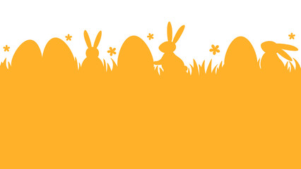 Easter eggs and bunnies on transparent background. Paper cut design with copyspace. Vector illustration