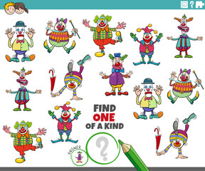 one of a kind game with funny cartoon clowns