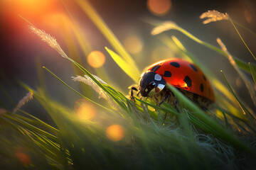 ladybug on a blade of grass