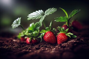 Close up of a bunch of strawberries. Generative AI