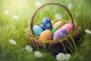 Fototapeta premium easter eggs in a basket