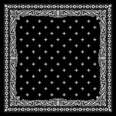 Simply Bandana decorated with white geometric ornament lines that can be applied to fabrics of various colors