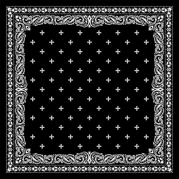 Simply Bandana decorated with white geometric ornament lines that can be applied to fabrics of various colors