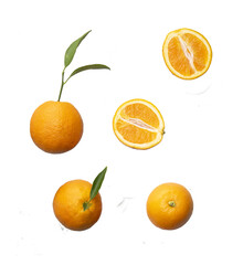 Obraz na płótnie Canvas Whole oranges and cut oranges on a transparent background png