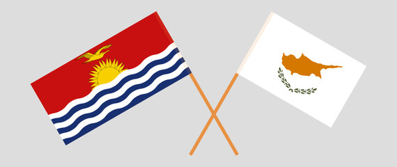 Crossed flags of Cyprus and Kiribati. Official colors. Correct proportion