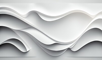  an abstract white background with wavy lines and curves in the form of a mountain or mountain range, with a shadow on the ground, and a white background.  generative ai