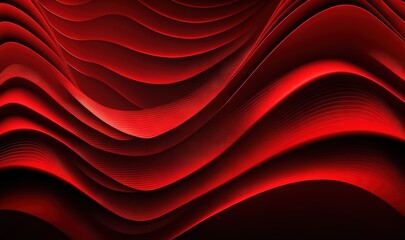  an abstract red background with wavy lines and curves in the middle of the image is a computer generated image of a wavy red wave on a black background.  generative ai