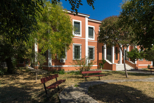 Typical street in town of Alexandroupoli, Greece