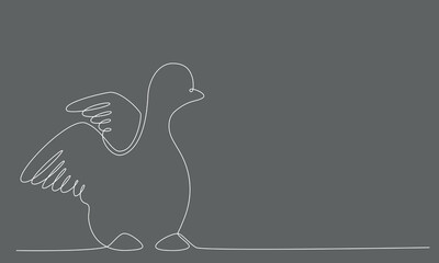 First spring bird hand draw continues one line. Vector stock illustration isolated on black chalkboard background for wedding, Easter invitation or greeting card. Editable stroke. 