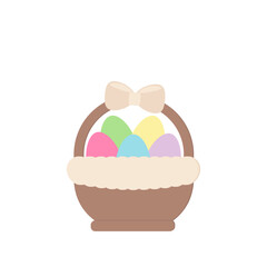 Easter basket with eggs. Vector illustration.