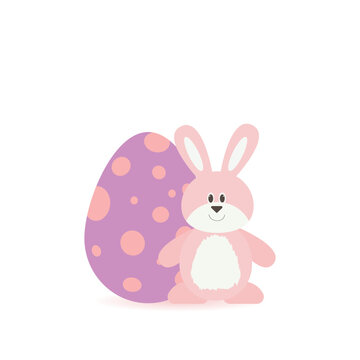 Easter bunnies with an egg. Vector illustration.