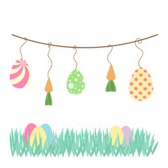 Easter eggs on a garland. Vector illustration.