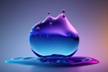 Blue and purple gradient color floating liquid blob. AI Generation