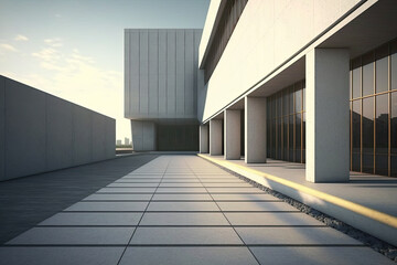 modern architecture of a large concrete building. Generative AI