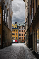 Fototapeta na wymiar Stockholm, Sweden in the winter with stormy skies