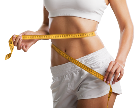 Beautiful slim woman with tape measuring