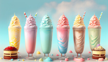 Sweet summer celebration with colorful dessert collection , generative AI
