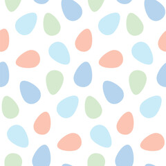 Minimalistic pattern with silhouettes of colored eggs on a white background, easter theme