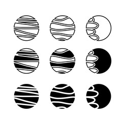 Set of circles with different effects as an element for logo or art design