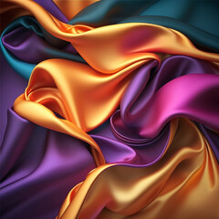 Fototapeta na wymiar Colorful silk fabric background. AI generated