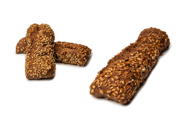 Loaf of bread with sunflower seeds isolated on a white background.