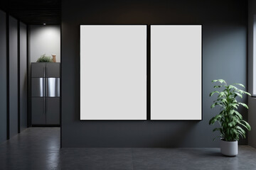 A mockup of the two blank paintings in the interior. AI generation