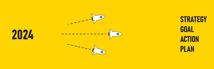 Red Jet towards goal, plan, action. 2023 year plan idea concept. business creativity new idea discovery innovation technology. strategic plan, success-oriented working idea.