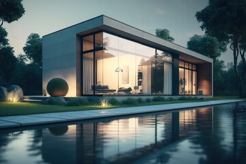 Modern Rendering of residential House, Generative AI