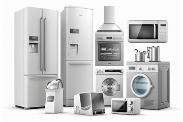 Home appliances. Household kitchen technics isolated , generative artificial intelligence