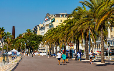 Prom des Anglais boulevard along Nice beach and Mediterranean Sea shore on French Riviera Azure Coast in France © Art Media Factory