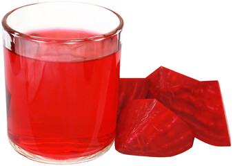 Fresh Beet with juice in glass