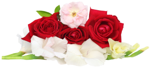 Bunch of gladiolus and rose