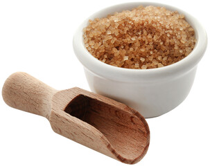 Brown sugar with wooden scoop